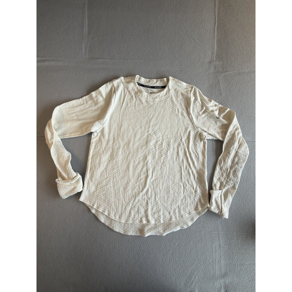 Nike Running Dri-FIT Long Sleeve Crew Neck T-Shirt White M Thumbholes Athletic M